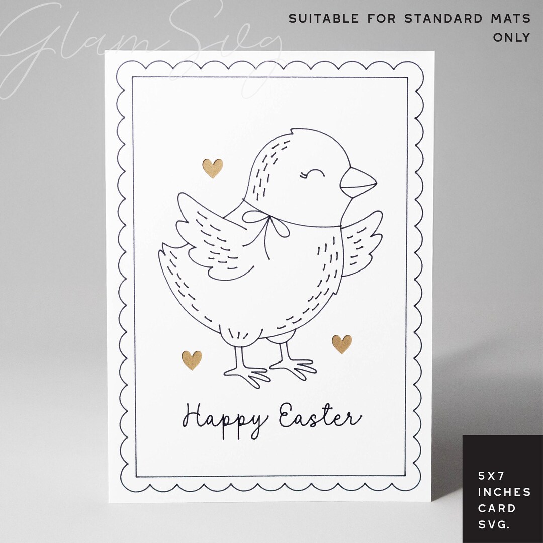 Happy Easter Chick Card SVG | 5x7 Greeting Card Design (digital ...