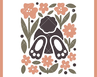 Hase Hintern SVG | Osterhase SVG | Floral Frühling Cut Files für Cricut & Silhouette | Floral Ostern Wohnkultur SVG | Digitaler Download