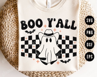 Boo Y'all SVG | Western Ghost SVG | Retro Halloween SVG | Digital Download