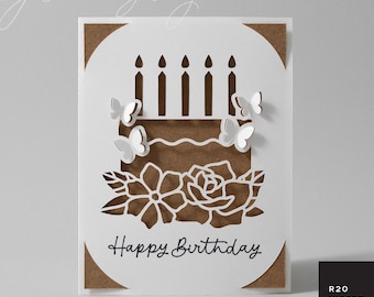 Birthday Insert Card SVG | R20 Cricut Joy Insert Card SVG | Happy Birthday Card for Cricut Card Mats & Standard Mats | Pop-Up Butterflies