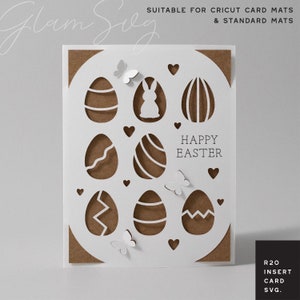 Cartão de inserção de ovos de Páscoa SVG | Cartão de inserção R20 Cricut Joy SVG | Cartão de Páscoa para tapetes de cartão Cricut e tapetes padrão | Flores pop-up SVG