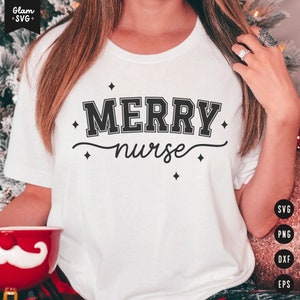 Merry Nurse SVG | Christmas Nurse SVG Cut Files for Cricut | Nurse SVG Digital Download