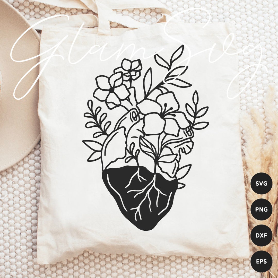 Anatomical Heart SVG | Floral Heart SVG Cut Files for Cricut | Nurse ...
