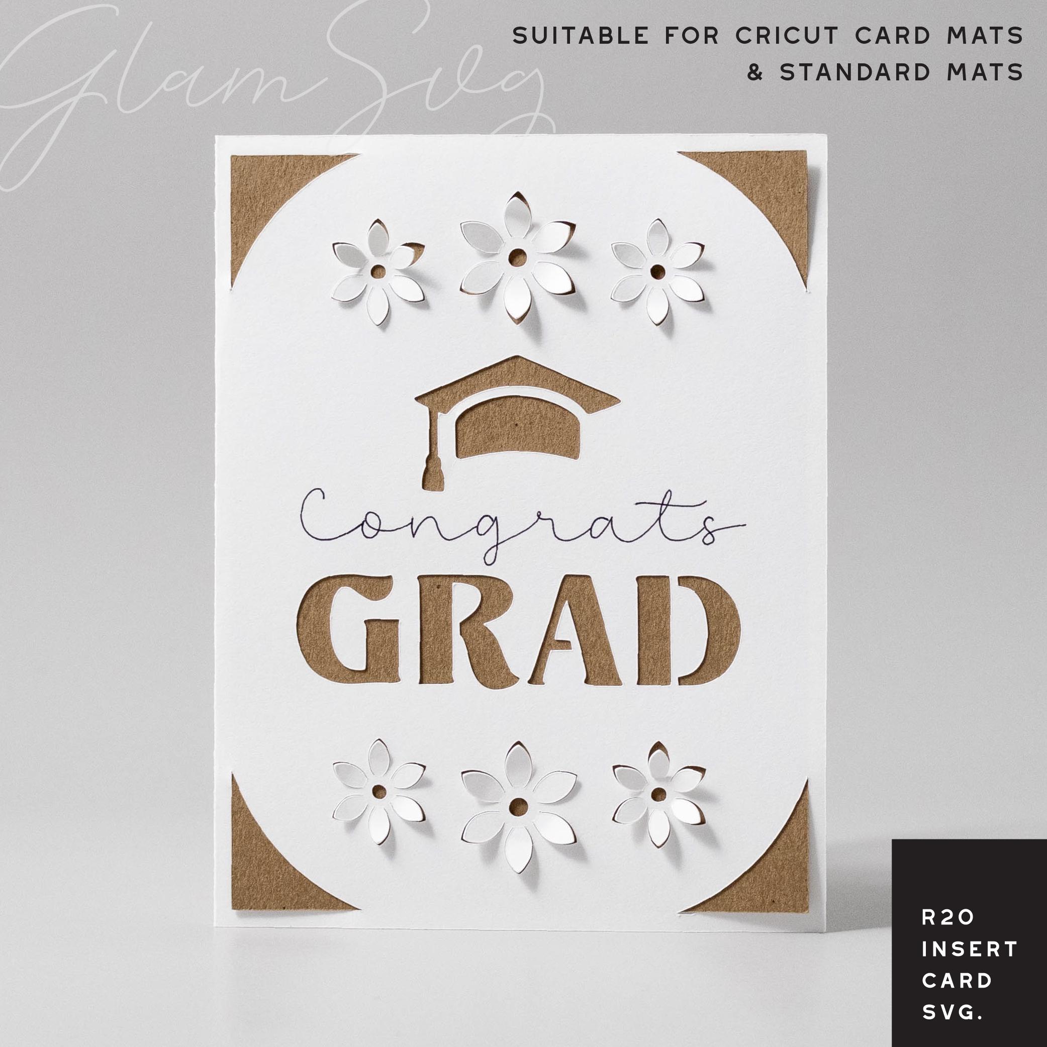 Congrats Grad R20 Insert Card SVG | Graduation Card for Cricut Card Mats & Standard Mats | Pop Up Flowers SVG | 3d Flowers SVG