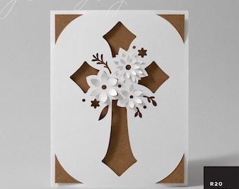 Cross and Flowers Insert Card SVG | R20 Cricut Joy Insert Card SVG | Easter Card for Cricut Card Mats & Standard Mats | Pop-Up Flowers SVG