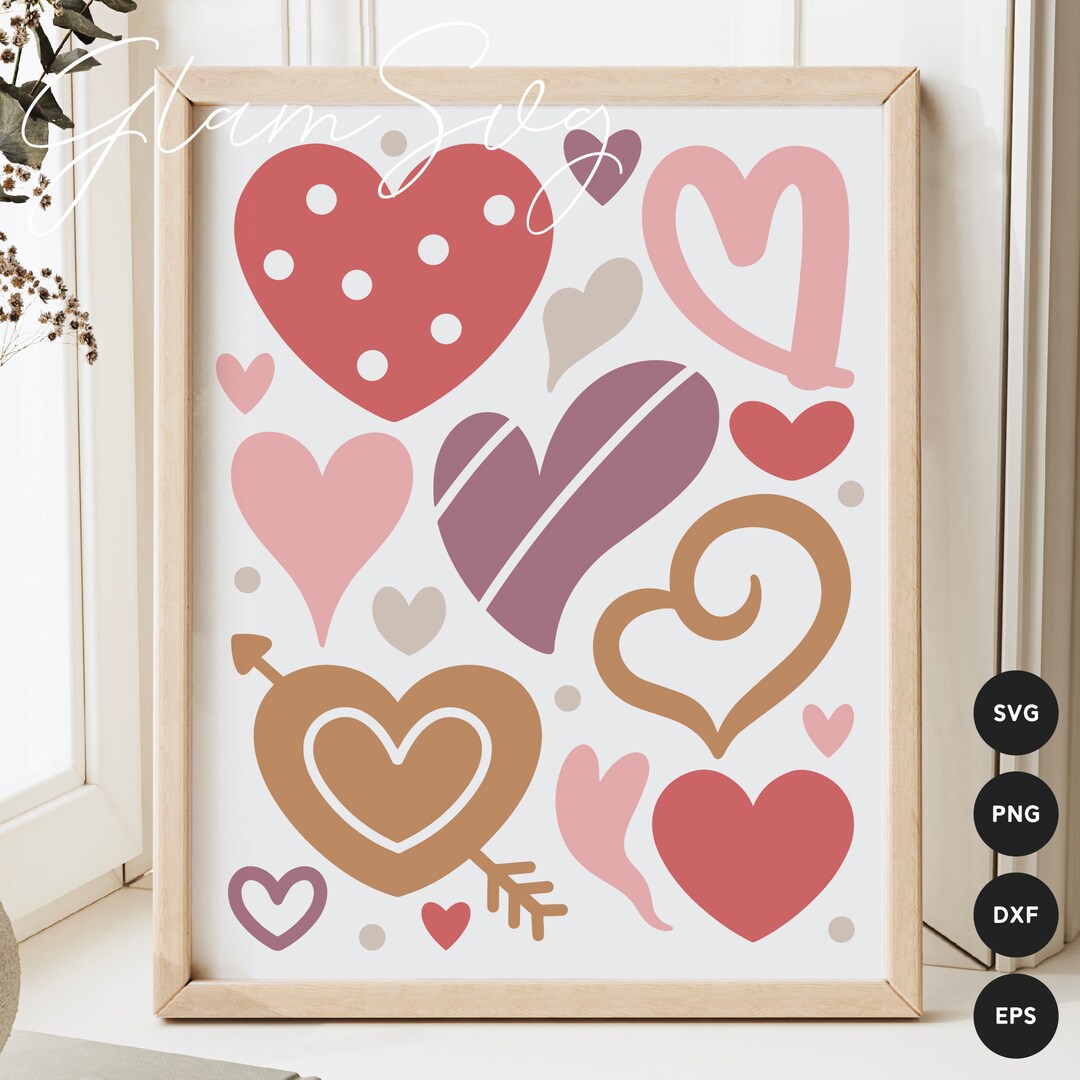 Hearts SVG | Retro Valentine's Day Home Decor SVG Cut Files for Cricut ...