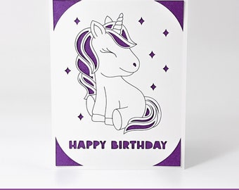 Happy Birthday Unicorn Insert Card SVG | Birthday Card for Cricut Joy, Cricut Maker, Cricut Explore | Envelope and Liner SVG Included