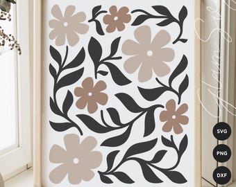 Boho Flowers SVG | Botanical SVG | Floral Home Decor SVG Cut Files for Cricut | Digital Download