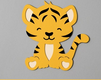 Tiger Paper Piecing SVG | Baby Tiger Layered Paper SVG | Cardstock Project | Scrapbooking SVG Cut Files for Cricut | Digital Download