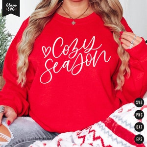 Cozy Season SVG | Hand Lettered Christmas SVG Cut Files for Cricut | Stay Home Winter Digital Download