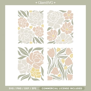 Flores Danés Pastel SVG Bundle / Spring Home Decor SVG Archivos de corte para Cricut / Descarga digital