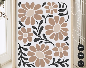 Boho Flowers SVG | Botanical SVG | Floral Home Decor SVG Cut Files for Cricut | Digital Download