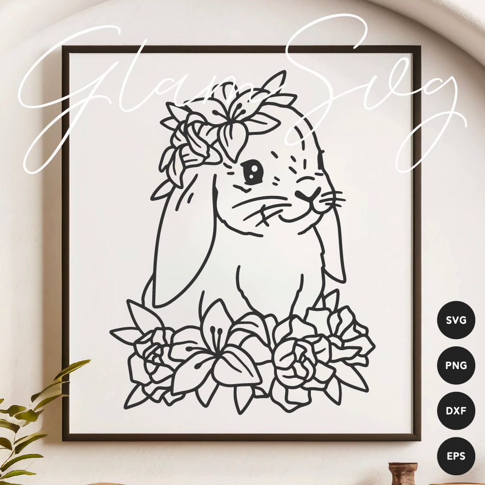 Easter Bunny & Flowers SVG | Easter SVG Cut Files for Cricut | Rabbit ...
