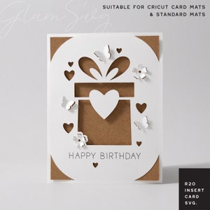 Verjaardag invoegkaart SVG | Cadeau- en bloemenkaart voor Cricut kaartmatten & standaardmatten | Pop-up bloemen SVG | Pop-upvlinders SVG | R20