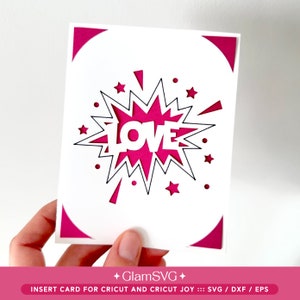 Tarjeta de inserción de amor SVG / Tarjetas de inserción del Día de San Valentín para Cricut Joy, Cricut Maker, Cricut Explore / Sobre y forro incluidos