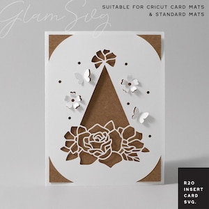 Birthday Insert Card SVG | R20 Cricut Joy Insert Card SVG | Birthday Hat Card for Cricut Card Mats & Standard Mats | Pop-Up Flowers SVG