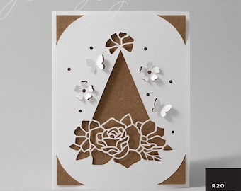 Birthday Insert Card SVG | R20 Cricut Joy Insert Card SVG | Birthday Hat Card for Cricut Card Mats & Standard Mats | Pop-Up Flowers SVG