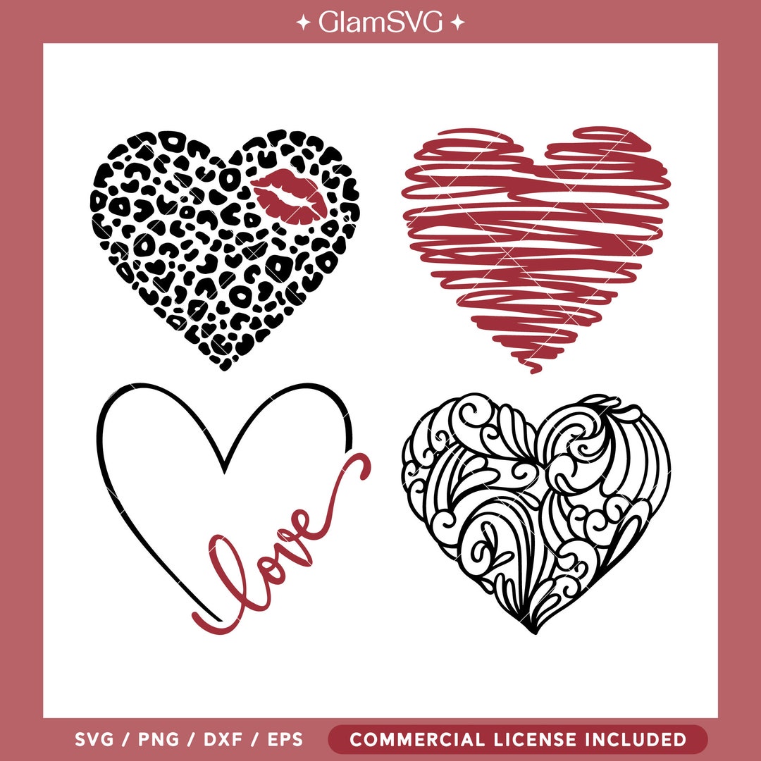 Hearts SVG Bundle | Valentine's Day SVG Cut Files for Cricut | Hand ...
