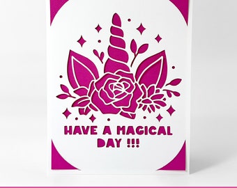 Birthday Unicorn Insert Card SVG | Have a Magical Day Card for Cricut Joy, Cricut Maker, Cricut Explore | Envelope and Liner SVG Included