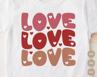 Love SVG | Retro Valentine's Day SVG Cut Files for Cricut | Wavy Text Valentine's Day SVG | Digital Download