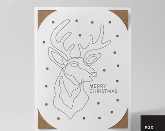 Weihnachten Insert Karte SVG | Kontinuierliche Weihnachtsweihnachtskarte mit Hirsch für Cricut-Kartenmatten & Standardmatten | Frohe Weihnachten SVG | R20