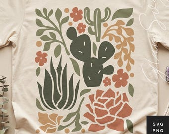 Boho Cactus and Flowers SVG | Botanical Cut Files (Pobranie cyfrowe)