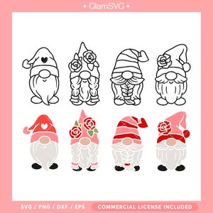 Valentine Gnome SVG Bundle | Valentinstag SVG geschnittene Dateien für Cricut | Liebe SVG | Digitaler Download