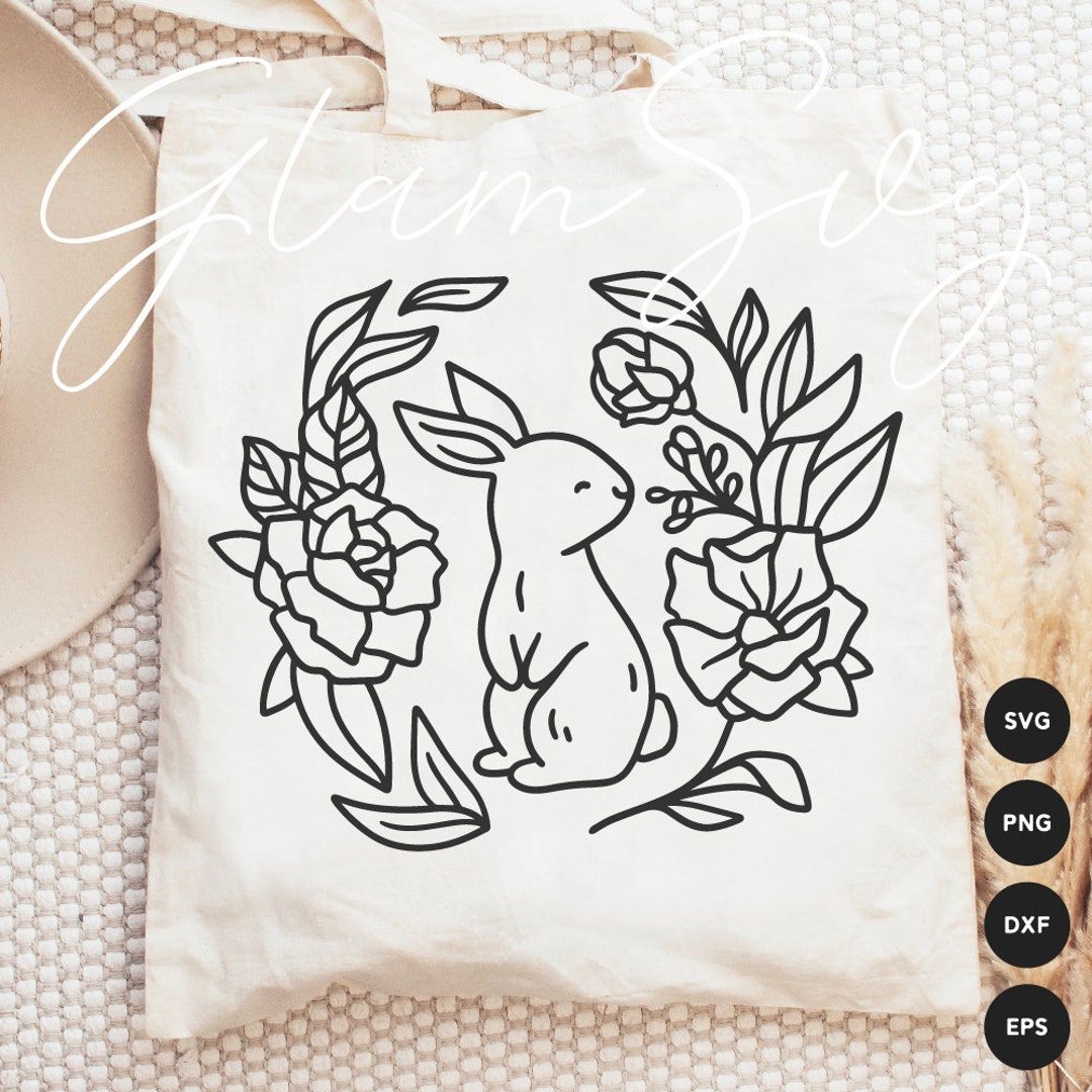 Easter Bunny in a Floral Wreath SVG | Easter SVG Cut Files for Cricut ...