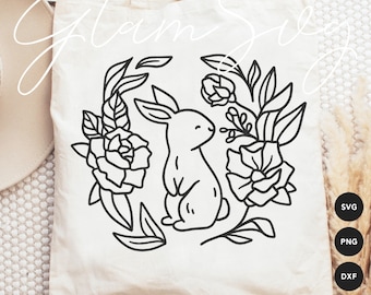 Easter Bunny in a Floral Wreath SVG | Easter SVG Cut Files for Cricut | Rabbit Wreath Home Decor SVG | Digital Download