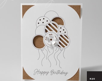 Birthday Insert Card SVG | Balloons and Flowers Card for Cricut Card Mats & Standard Mats | Pop Up Flowers SVG | 3d Flowers SVG | R20