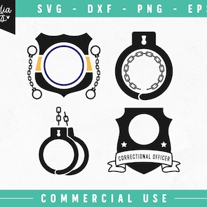 Correctional Officer Round Monogram Frames SVG, Corrections officer svg, badges SVG, Handcuffs SVG, corrections Svg, Frame Svg Cut File