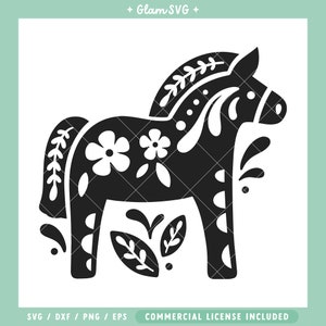 Cavallo SVG / Folk Art Animal SVG Taglia file per Cricut / Scandinavian Animal SVG / Download digitale