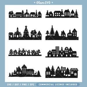 Pacchetto SVG villaggi di Natale / Case di Natale File di taglio SVG per Cricut / Download digitale