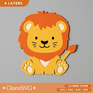 Lion Paper Piecing SVG / Baby Lion Layered Paper SVG / Cardstock Project / Scrapbooking SVG Cut Files per Cricut / Digital Download