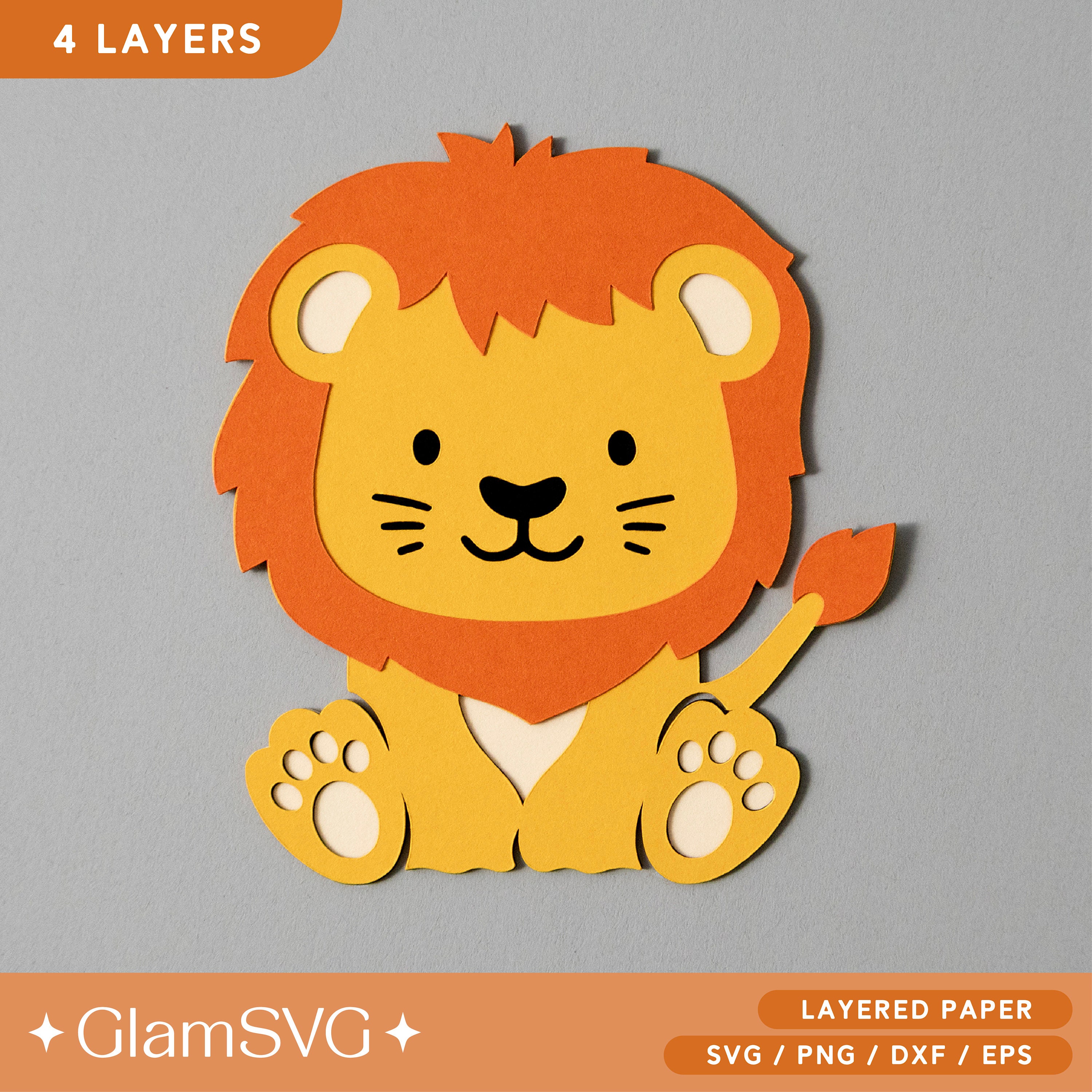Lion Paper Piecing SVG | Baby Lion Layered Paper SVG | Cardstock Project | Scrapbooking SVG Cut Files for Cricut | Digital Download