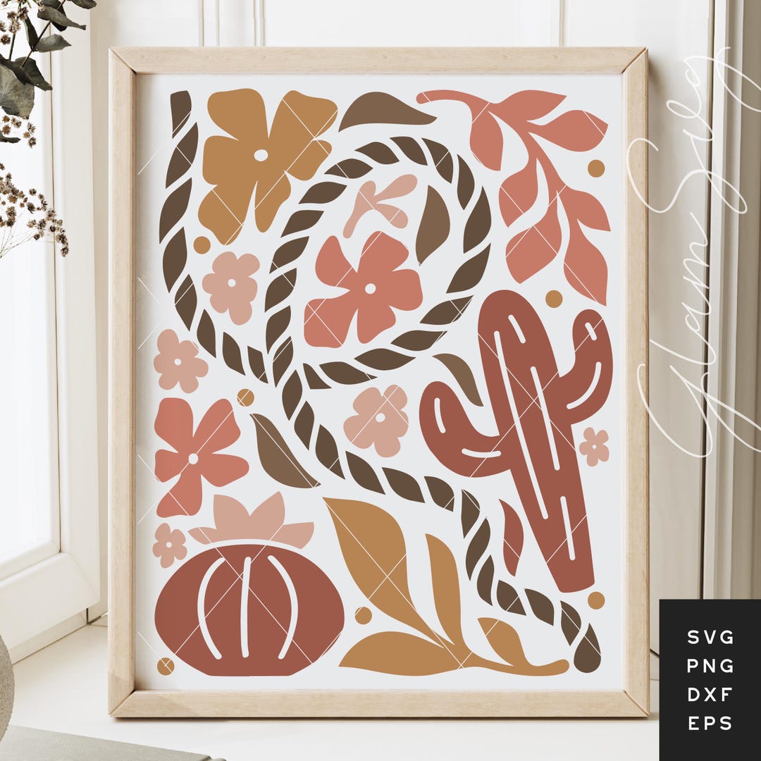 Lasso and Cactus SVG | Botanical SVG | Cactus Home Decor SVG Cut Files ...
