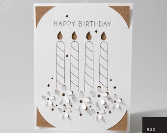 Birthday Insert Card SVG | Candles Flowers Card for Cricut Card Mats & Standard Mats | Pop Up Flowers SVG | 3d Flowers SVG | R20