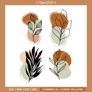 Modern Boho Botanical SVG Bundle, Boho SVG, Leaves Branch Svg, Boho Svg, Minimalist Svg, SVG for wall art, wall decor Svg, Bundle Svg