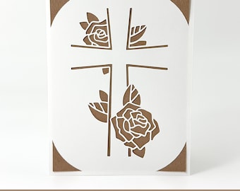 Cross and Roses Insert Card SVG | Easter SVG Card | Baptism SVG Card | First Communion | Cricut Joy Card, Cricut Maker, Cricut Explore