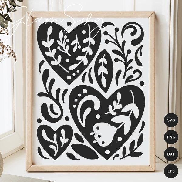 Scandinavian Hearts SVG | Valentine's Day Home Decor SVG Cut Files for Cricut | Digital Download