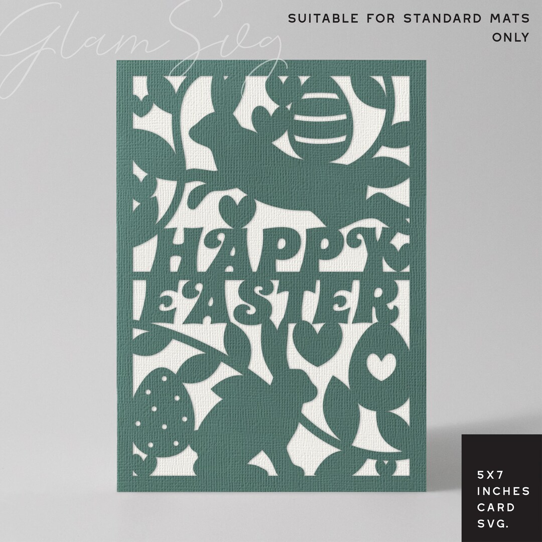 Easter Bunny Papercut Card SVG | 5x7, A7 SVG Template (digital Download ...