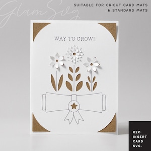 Façon de grandir Insert carte SVG | R20 Cricut Joy carte d'insertion SVG | de remise des diplômes pour tapis Cricut Card et tapis standard | Fleurs pop-up SVG