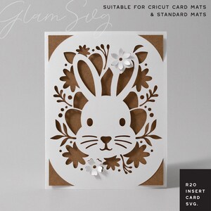 Cartão SVG da inserção do coelhinho da Páscoa | Cartão de inserção R20 Cricut Joy SVG | Cartão de Páscoa para tapetes de cartão Cricut e tapetes padrão | Flores pop-up SVG