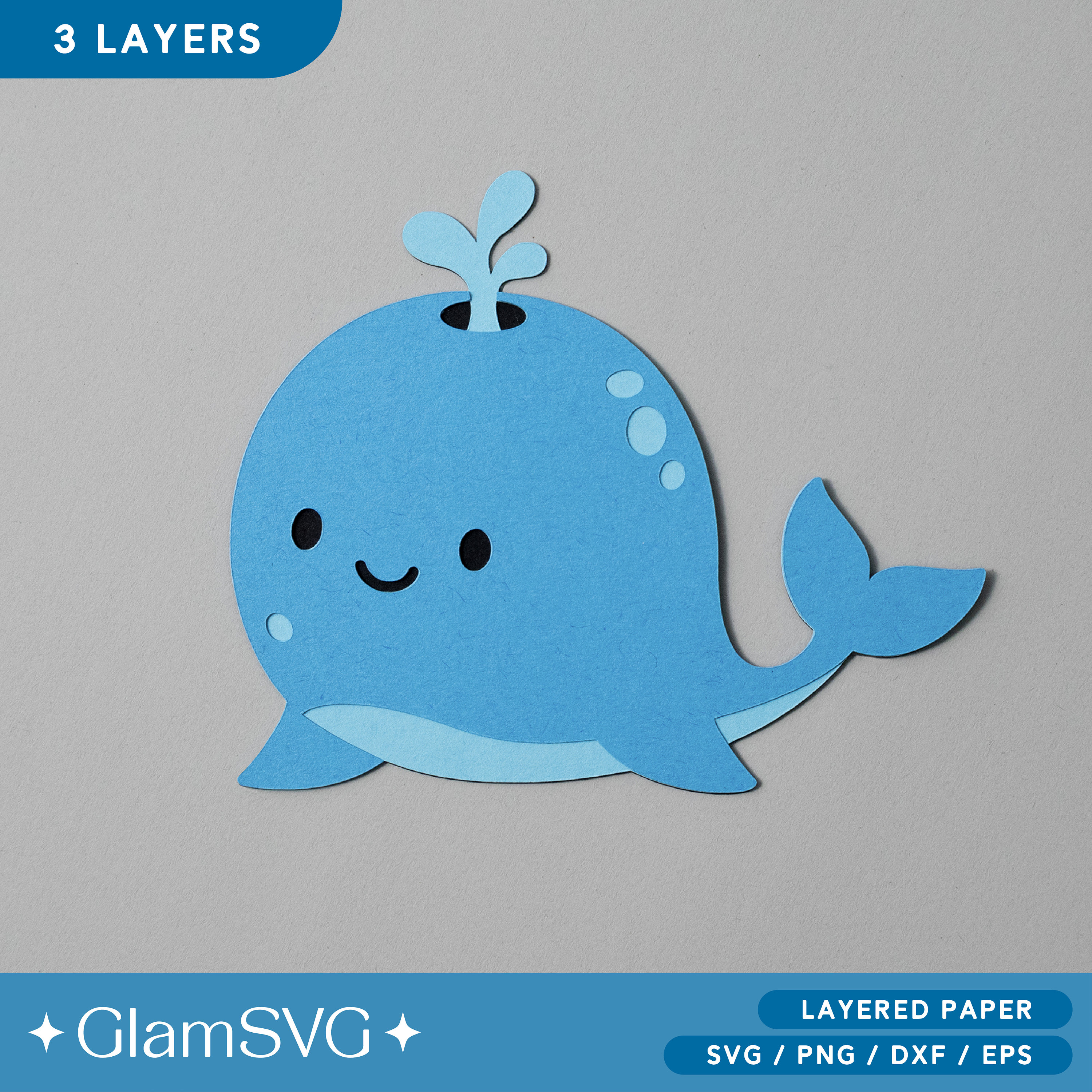 Whale Paper Piecing SVG | Sea Animal Layered Paper SVG | Cardstock ...