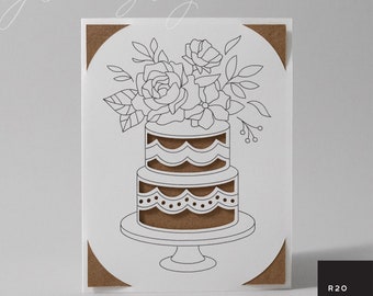 Cake and Flowers Insert Card SVG | R20 Cricut Joy Insert Card SVG | Wedding Card for Cricut Card Mats & Standard Mats | Birthday Card SVG