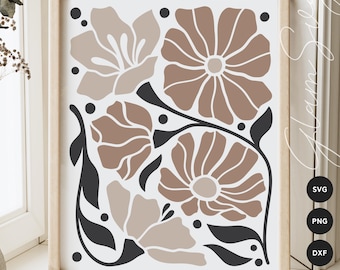 Boho Flowers SVG | Botanical SVG | Floral Home Decor SVG Cut Files for Cricut | Digital Download