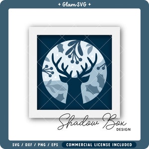 Deer Head Shadow Box SVG | Winter Christmas Shadow Box SVG Cut Files for Cricut | Digital Download