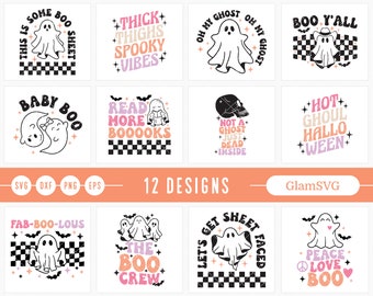 Halloween Retro SVG Bundle | Ghost SVG | Halloween Quotes SVG