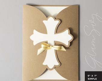 Cross Gate Faltkarte SVG | Taufe, Kommunion, Ostern Kartenvorlage (Digitaler Download)