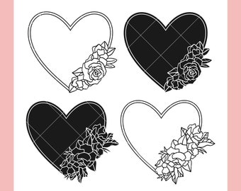Hearts & Flowers SVG Bundle | Valentine's Day SVG Cut Files for Cricut | Hand Drawn Love SVG | Digital Download